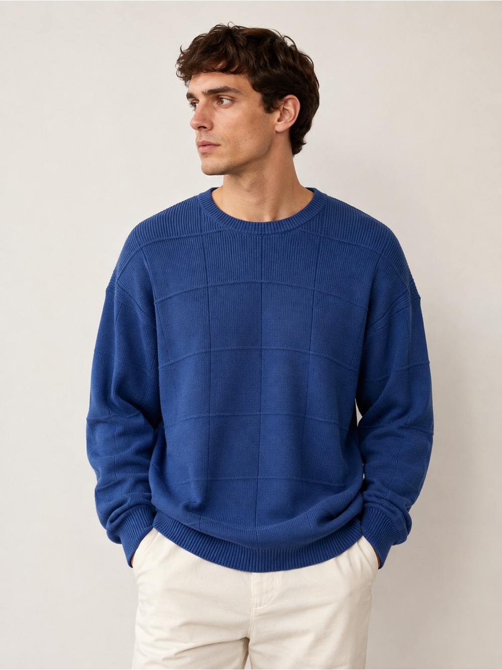 Arrow USA 1851 Men’s XL Blue 100% Cotton Crewneck Sweater Textured Knit